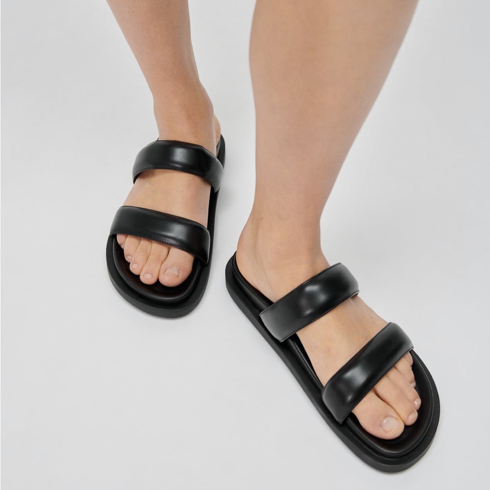 Black quilted slides